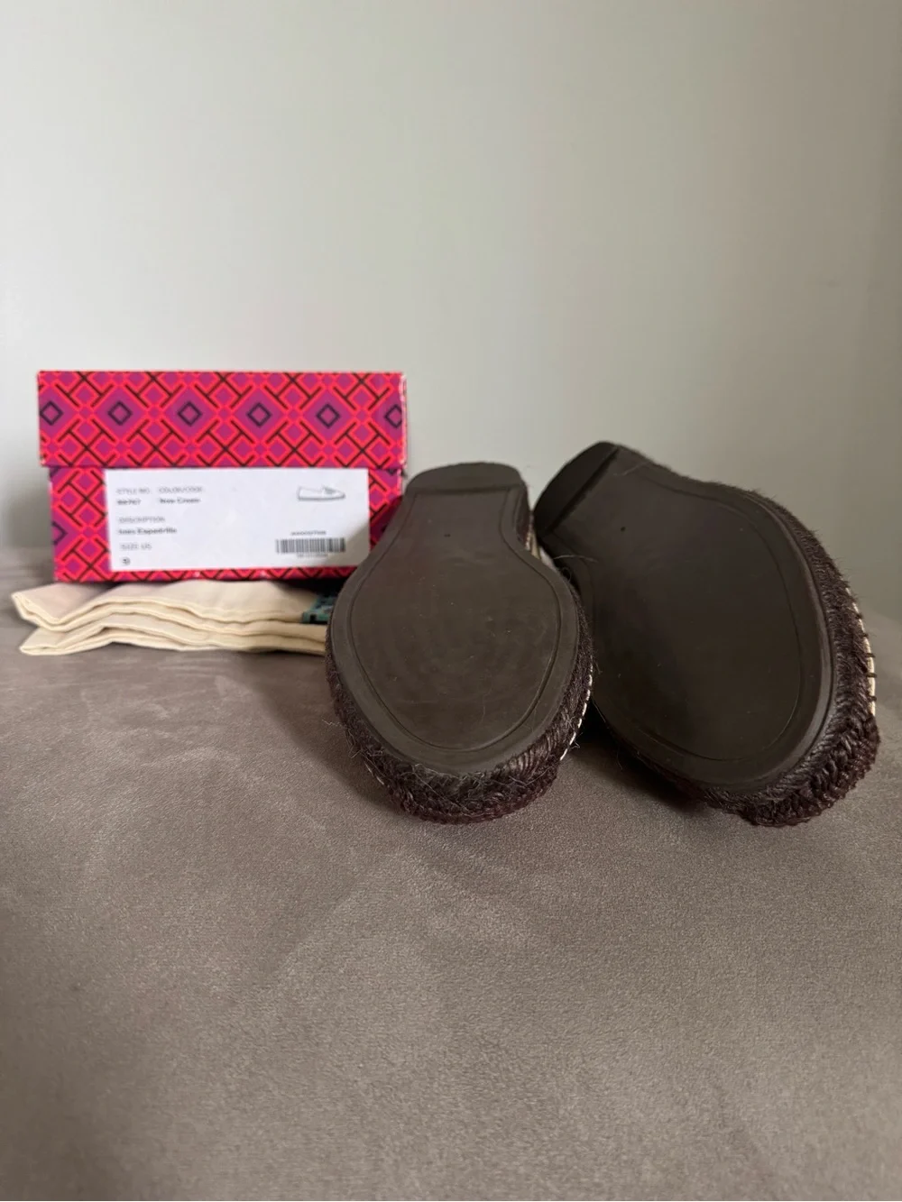 Tory Burch New Cream Espadrille with Turquoise Accent